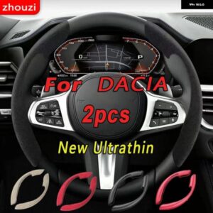 ステアリングホイール カバー 黒スエードレザー DACIA サンデロ LODGY MCV ダスター 2 ローガン 1 サンデロ 3 ステアリングホイール カバー