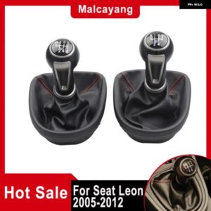 セアト レオン 2005-09-2012 スタイリング 5/6スピード マニュアル ギアスティック シフト レバースティックノブとレザー ブーツ