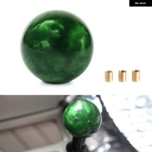 大理石 スタイル ラウンドボール ギア シフト ノブアクリル シフター ノブスティック シフト ノブ 3 アダプター マニュアル 車ダークグリーン