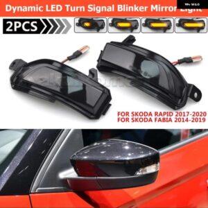 LED ダイナミック流れるサイド ウイング ミラー ウィンカーライト点滅 シュコダ ファビア 2014-19 ラピッド 2017-2020