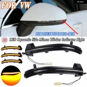 VW トゥアレグ II 7P 2010-2018 LED ダイナミックサイドミラー ウインカーライト ウィンカーアロー 2011-17ペア