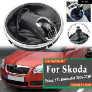 シュコダ ファビア 2 2007 -2010 ルームスター 2006-2010 ギアスティック シフト ノブレザーゲートル ブーツ カバー 車 5スピード