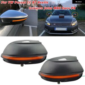 2個 バックミラー サイドミラー ダイナミックシーケンシャルウインカー LED ウィンカーライト VW パサート CC 367 2008 2009 2010 - 2012