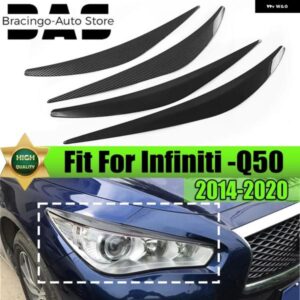 ヘッドライト ヘッドランプ アイブロウ ステッカー ストリップ トリム カバー インフィニティ Q50 2014-20-2022 1ペア