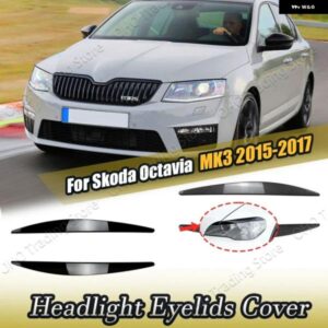 シュコダ オクタヴィア MK3 2015 2016 2017 ヘッドライト ステッカー カバー カバー トリム グロスブラックアイブロウ 外装 アクセサリー