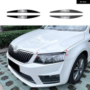 シュコダ オクタヴィア MK3 2015-2017 ヘッドライト アイブロウ ヘッドランプ トリム カーボンルック/グロスブラック ヘッドライト ランプカバー 眉