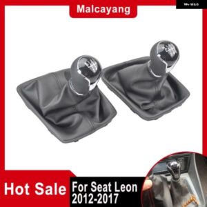 5/6スピード マニュアル 革 ギア シフト ノブレバー GAITOR ブーツ カバー シートレオン III 3 MK3 2012-17