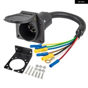 7 ウェイ RV トレーラーライトコネクタソケット 7ピン ワイヤー電気トレーラーアダプタクイックコンバータ取付 ブラケット 付き