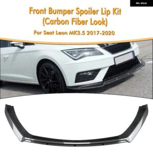 SEAT LEON MK3.5 2017-2020 スタンダード バージョン 専用カーボンルック/グロスブラック車フロント バンパー スポイラー リップアンダースプリッター
