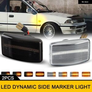 2個 LED サイド マーカーライト レクサス LS400 トヨタ ランドクルーザー プラド カローラ セリカ カリーナ スターレット MR2 ウィンカー アンバー ランプ