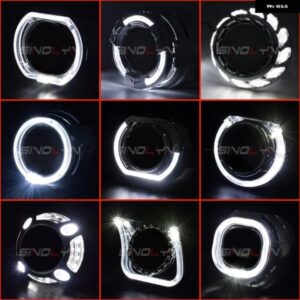 SINOLYN プロジェクター ベゼル LED エンジェルアイズ シュラウド HELLA/KOITO Q5 レンズ 3.0インチ カバー バイ キセノン ヘッドライト レンズ DRL ベゼル