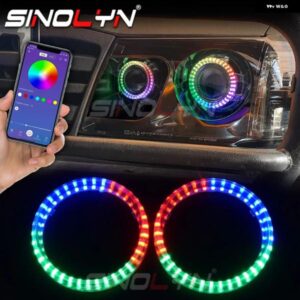 シーケンシャルフロー RGB エンジェルアイ LED ランニングライト カラフルストリーマー APP ダイナミック DRL BLUETOOTH 対応 カーライトアクセサリー