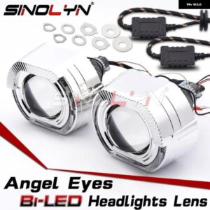 SINOLYN 2.5インチ バイLEDライト 車用 ヘッドライト レンズ H7 H4 9005 9006 エンジェルアイ ウィンカー LEDプロジェクター カーアクセサリー