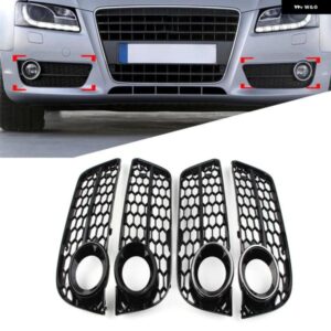 2個 フロント バンパー フォグランプ グリル ハニカムメッシュ グリル アウディ A5 2008 - 11 ブラック 車 外装 アクセサリー