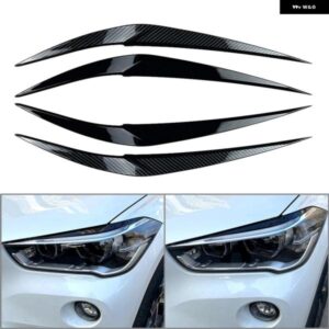 ABS 車用 ヘッドライト アイブロウ カバー 装飾 トリム BMW X1 F48 2016 - 20 カーボン/光沢ブラック