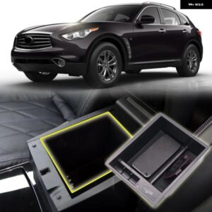インフィニティ QX70 2013-2017 車用 ブラック インテリア コンソール アームレスト グローブ 収納 ボックス トレイ コンテナ オーガナイザー アクセサリー