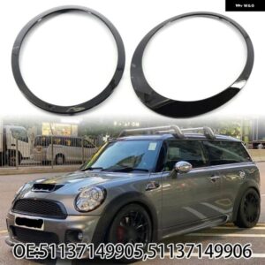 2個入り ブラック ヘッドライト リング サラウンドカバー ヘッドライト トリム MINI COOPER S R56 R57 R55 CLUBMAN 2007-2015 グロスカーアクセサリー