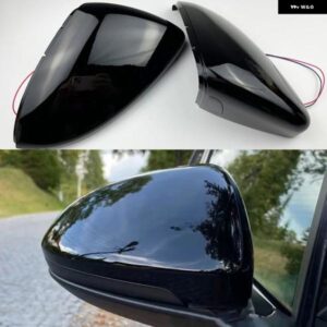 サイドバックミラー カバー VW ゴルフ 7 MK7 7.5 GTI トゥーラン 2013-2020 キャップ シグナルミラー グロスブラック レーンアシストライト付き