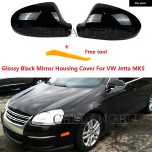 ブラックリアミラー カバー VW ジェッタ MK5 セダン ワゴン GLI 2006 - 11 ドアウィングミラー ハウジング ケース