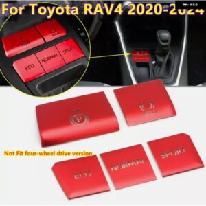 5個 レッドギアアクセサリー ファンクション ボタン フレーム トリム トヨタ RAV4 2019-2024