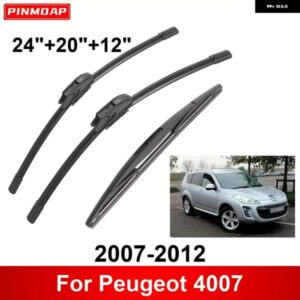 3PCS カー ワイパー プジョー 4007 2007-2012 フロントリア ワイパー ブレード ブラシ 自動車アクセサリー 2007 - 12