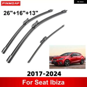 3PCS カー ワイパー シート イビサ 6F 2017-2024 フロントリア ワイパー ブレード ブラシ 自動車アクセサリー 2018 - 24