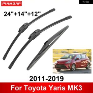 3PCS カー ワイパー トヨタ ヤリス MK3 2011-2019 フロントリア ワイパー ブレード ブラシ 自動車アクセサリー 2011 - 14