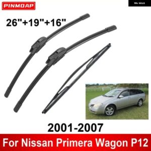 3PCS 車 ワイパー 日産 プリメーラ ワゴン P12 2001-2007 フロント リア ワイパー ブレード ブラシ 自動車アクセサリー 2001 2002 2003