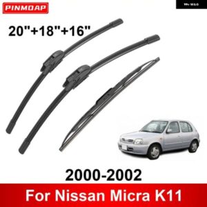 3PCS 車 ワイパー 日産 マイクラ K11 2000-2002 フロント リア ワイパー ブレード ブラシ 自動車アクセサリー 2000 2001 2002