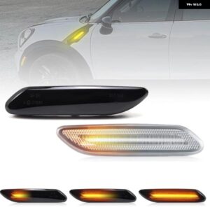 MINI COOPER R60 COUNTRYMAN R61 PACEMAN 2012-2017 クリアスモークレンズ LED サイドマーカーランプ フェンダー ダイナミックウィンカー ライト