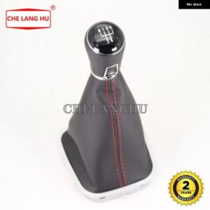 VW ポロ 6R ハッチバック 2009 - 13 カー スタイリング 5速ギアスティック シフト ノブ レベルレザー ブーツ レッドライン