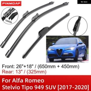 アルファロメオ ステルヴィオ ティーポ 949 SUV 2017-2020 26インチ+18インチ+13インチ フロントリア ワイパー ブレード ブラシカッターアクセサリー 2017 -