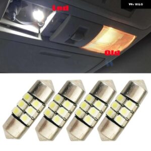 4個 1.10インチ 27MM 5050 6SMD ドームマップ白色 LED インテリア電球 DE3022 3528 12V パーキングライト源