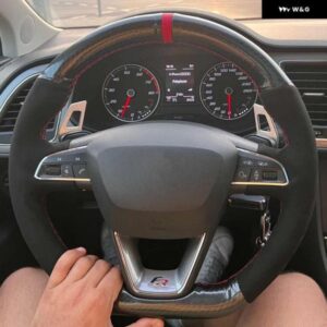 カーボンスエードステアリング ホイール カバー シート レオンキュプラレオンSTキュプラレオンSTキュプラATECAキュプラATECAFRカー