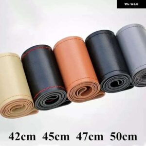 フェイクレザーステアリング ホイール カバー ルチル編組ステアリング ニードルと糸ステアリング ホイール インテリア 42 CM - 50 CM