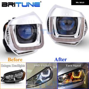 高構成 LED エンジェルアイ DRL キット 2013 VW ゴルフ 7 ヘッドライト RETROBI-キセノン プロジェクターレンズ ウインカーカースタイリング