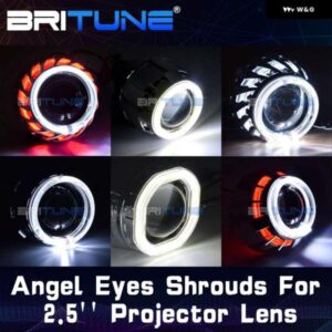 BRITUNE 2.5 プロジェクターシュラウド LED エンジェルアイズベゼル WST レンズ バイキセノン ヘッドライト レンズ カバー RETROCAR ライト