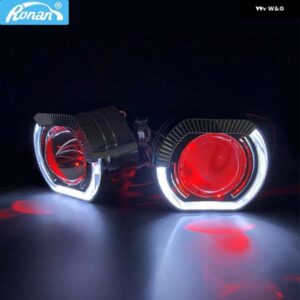 RONAN 2.5インチ VER 8.1 バイキセノン プロジェクターレンズ H1 ヘッドライト X5 BM スポーツ LED スクエアエンジェルアイ DRL ホワイト RETROH4 H7 車