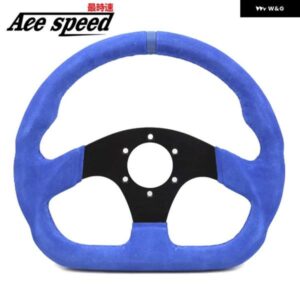 13インチ 330MM タイプ D ステアリング ホイール 赤/青スエードレザーステアリング ホイール フラットレーシングゲームステアリング ホイール とホーン