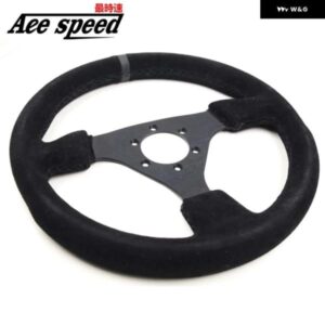 13インチ 330MM レーシングステアリング ホイール レザーブラック縫合ステアリング ホイール フラットレーシングステアリング ホーンボタン 付き
