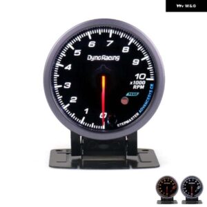60MM 車タコメーター 0-10000 RPM ゲージ RPM ブラックフェイスメーターホワイトアンバーライトメーター