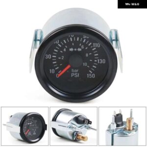 2インチ 52MM 0-10 バー/0-150PSI 気圧計マシンエア圧ゲージ 12V イエローライトカーメーターセンサー NPT1/8