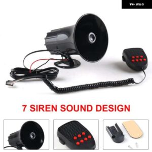 12V 50W 120DB エアサイレンホーンハザード警報メガホントラックマイク スピーカー 7 音大音量車バントラック列車 RV ボート
