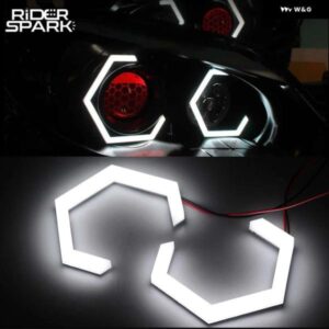 エンジェルアイ LED レトロランニングライト ヘッドライト プロジェクターホワイト DRL ウィンカー六角ハローリング チューニングカーライト