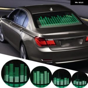 グリーン LED 音楽リズムフラッシュライトサウンド起動センサー イコライザー リア フロントガラス ステッカー スタイリングネオンランプキット