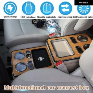 VW トランスポーター T5 T6 マルチバン カラベル 2000-2019 センターコンソール アームレスト 収納ボックス USB アンビエントライト付き