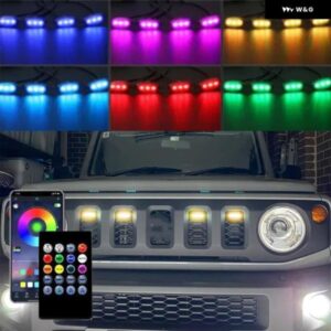 スズキ 4個 LED フロントグリル ライトホワイトアンバーライトアウターグリルランプ ジムニー JB64 JB74 2019-21