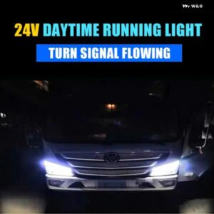2個 超微細 24V 車 LED DRL デイタイム ランニングライト ホワイトウィンカーイエローガイド ストリップ トラック ヘッドライト アセンブリ