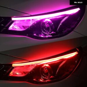 2個 LED スタートスキャン DRL 車 デイタイム ランニングライト 柔軟な ストリップ 自動 ヘッドライト ウィンカーフロースタイリング 12V