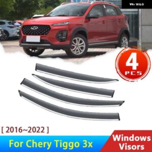ウィンドウ バイザー CHERY TIGGO 3X 2 2018 2016 2022 ウィンドディフレクター雨 ガード自動日よけトリム 2021 2017